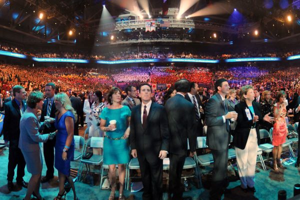 Panorama Photo of the audience before the 2011 Walmart Shareholders Meeting.