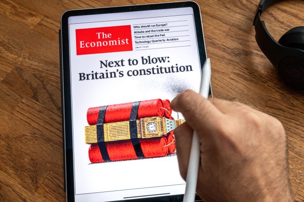 The Economist on the Apple iPad News newspaper cover