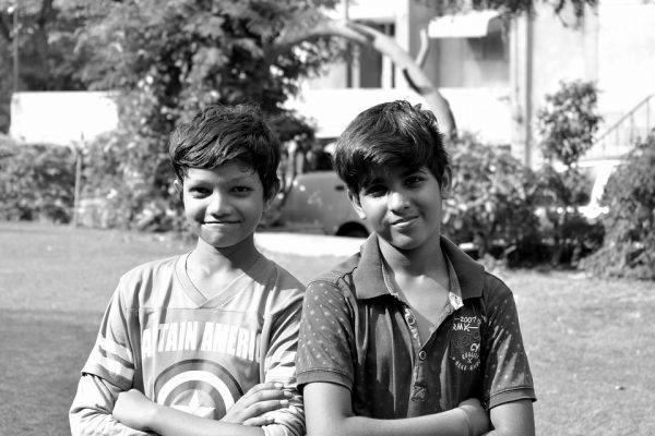 Kids Brothers Boys Pair Two Happy Portrait