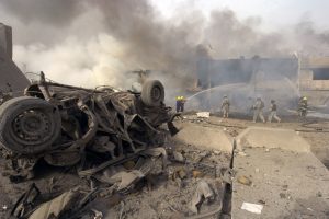 US_Navy_060827-N-6477M-617_A_Vehicle_Born_Improvised_Explosive_Devise_VBIED_after_exploding_on_a_street_outside_of_the_Al_Sabah_newspaper_office_in_the_Waziryia_district_of_Baghdad_Iraq