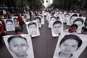 People mark the 43rd month since 43 students went missing in Ayotzinapa, Ciudad De Mexico - 26 Apr 2018